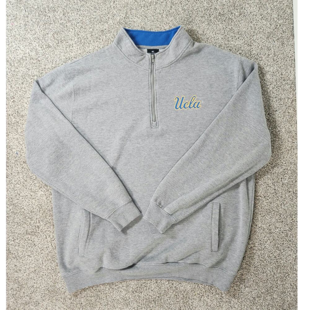 Colosseum Mens UCLA Bruins Gray Embroidered 1/4 Zip Fleece Sweatshirt Size XXL